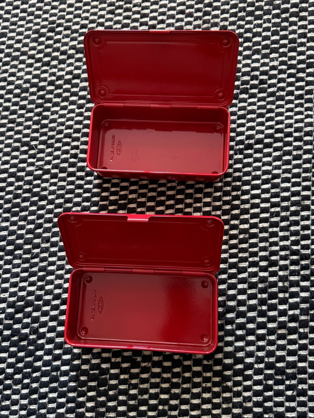 TOYO Red Metal Storage Tins - Compact Organizers